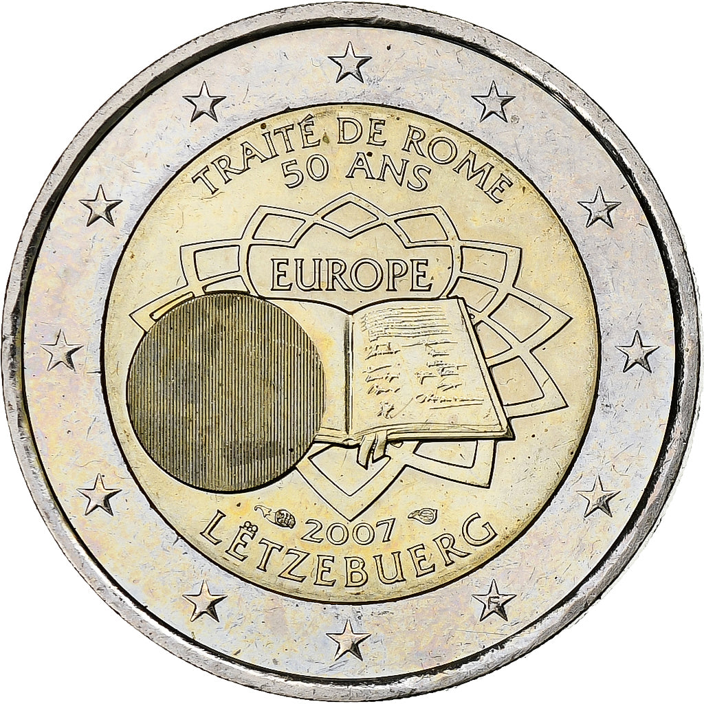 Luxembourg, 2 Euro, Traité de Rome 50 ans, 2007, Paris, MS(60-62), Bi-Metallic