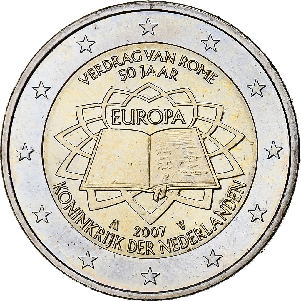 Netherlands, 2 Euro, Traité de Rome 50 ans, 2007, Utrecht, MS(63), Bi-Metallic