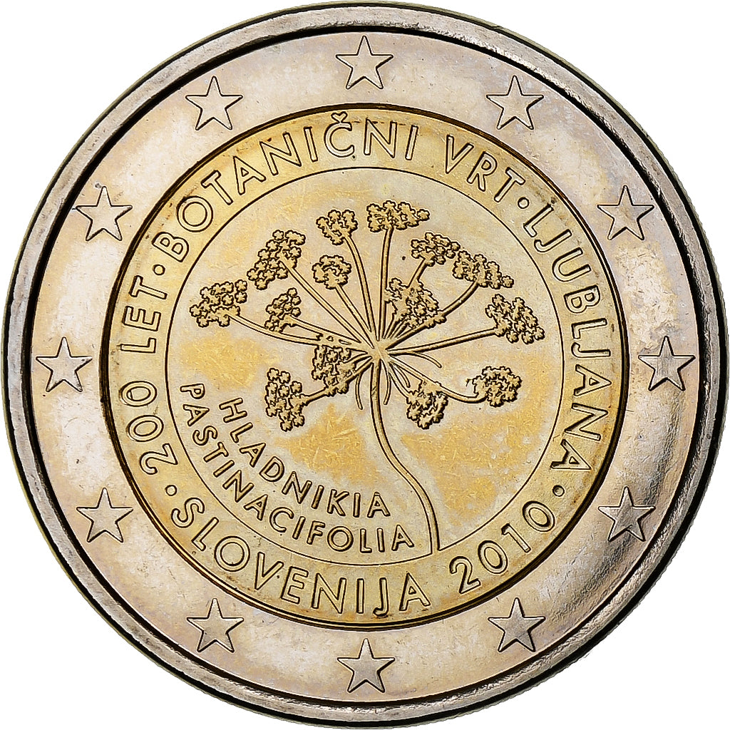 Slovenië, 2 Euro, Ljubljana Botanical Gardens, 200th Anniversary, 2010, UNC-