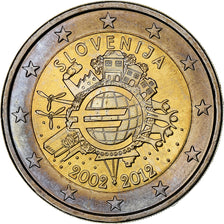 Slovenia, 2 Euro, 10 ans de l'Euro, 2012, MS(63), Bi-Metallic