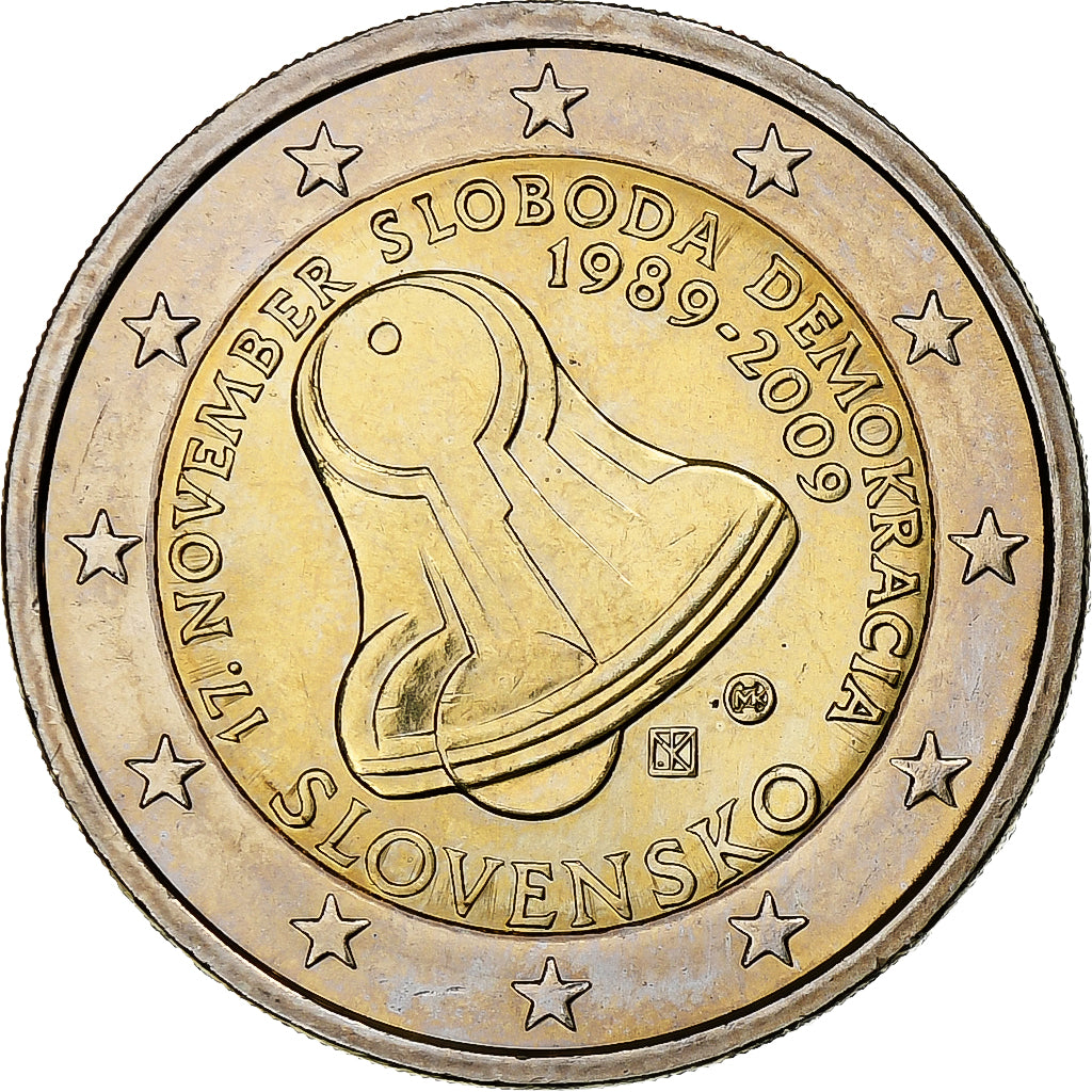 Słowacja, 2 Euro, Revolution, 2009, Kremnica, MS(63), Bimetaliczny, KM:107
