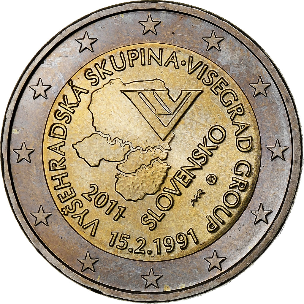 Eslováquia, 2 Euro, Visegrad Group, 20th Anniversary, 2011, Kremnica, MS(63)