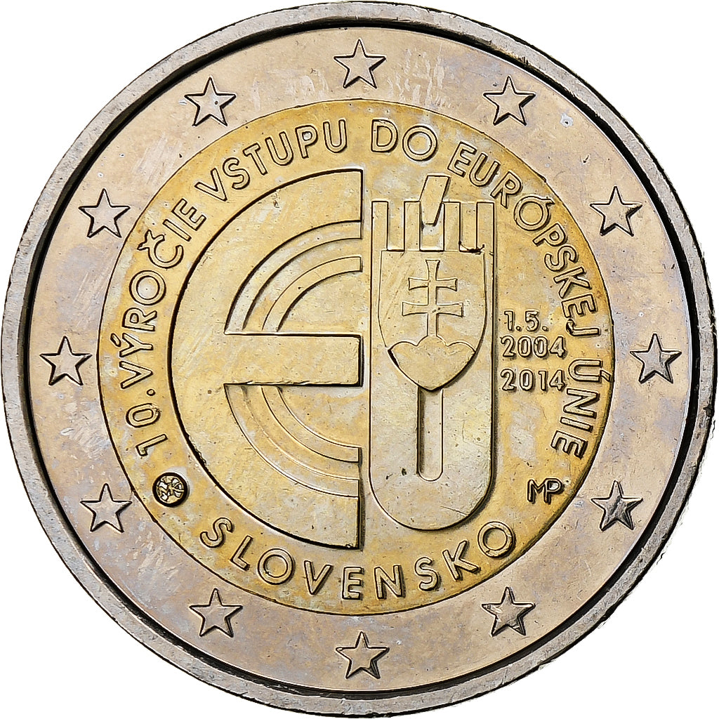 Słowacja, 2 Euro, 10ème anniversaire de l adhesion à l' UE, 2014, MS(63)