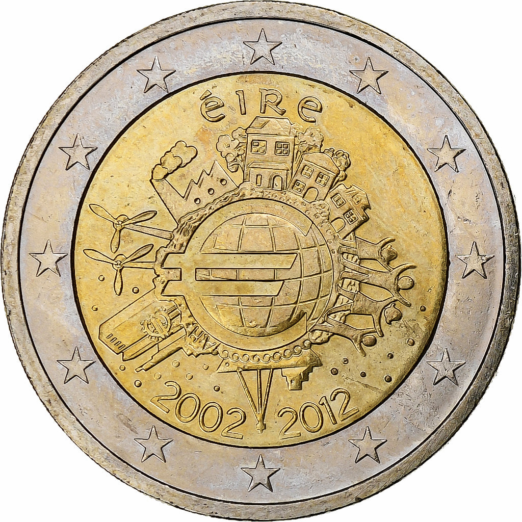 Ireland, 2 Euro, 10 years euro, 2012, VZ+, Bi-Metallic, KM:71