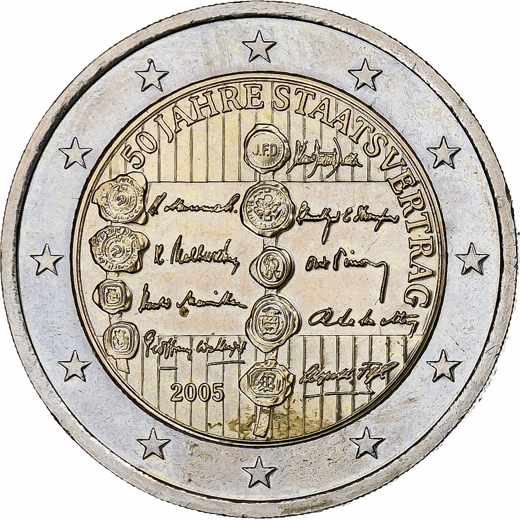 Austria, 2 Euro, 50ème anniversaire du Traité d'Etat, 2005, Vienna, MS(60-62)