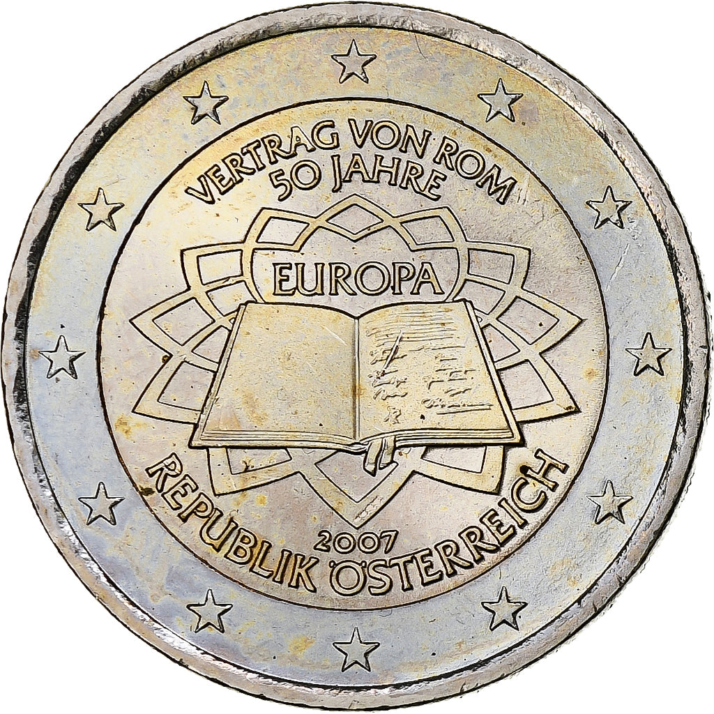 Autriche, 2 Euro, Traité de Rome 50 ans, 2007, Vienna, SPL, Bimétallique