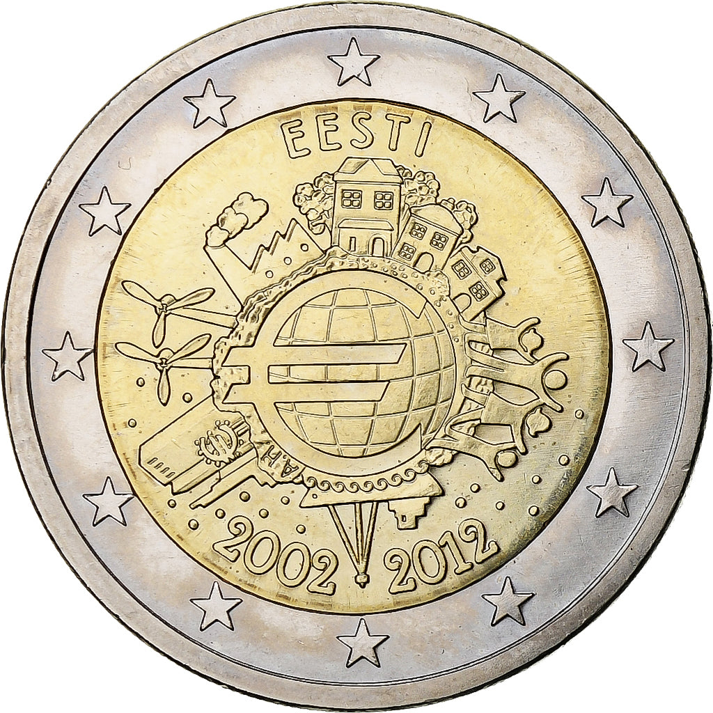 Estonia, 2 Euro, 10 ans de l'Euro, 2012, Vantaa, VZ+, Bi-Metallic, KM:70