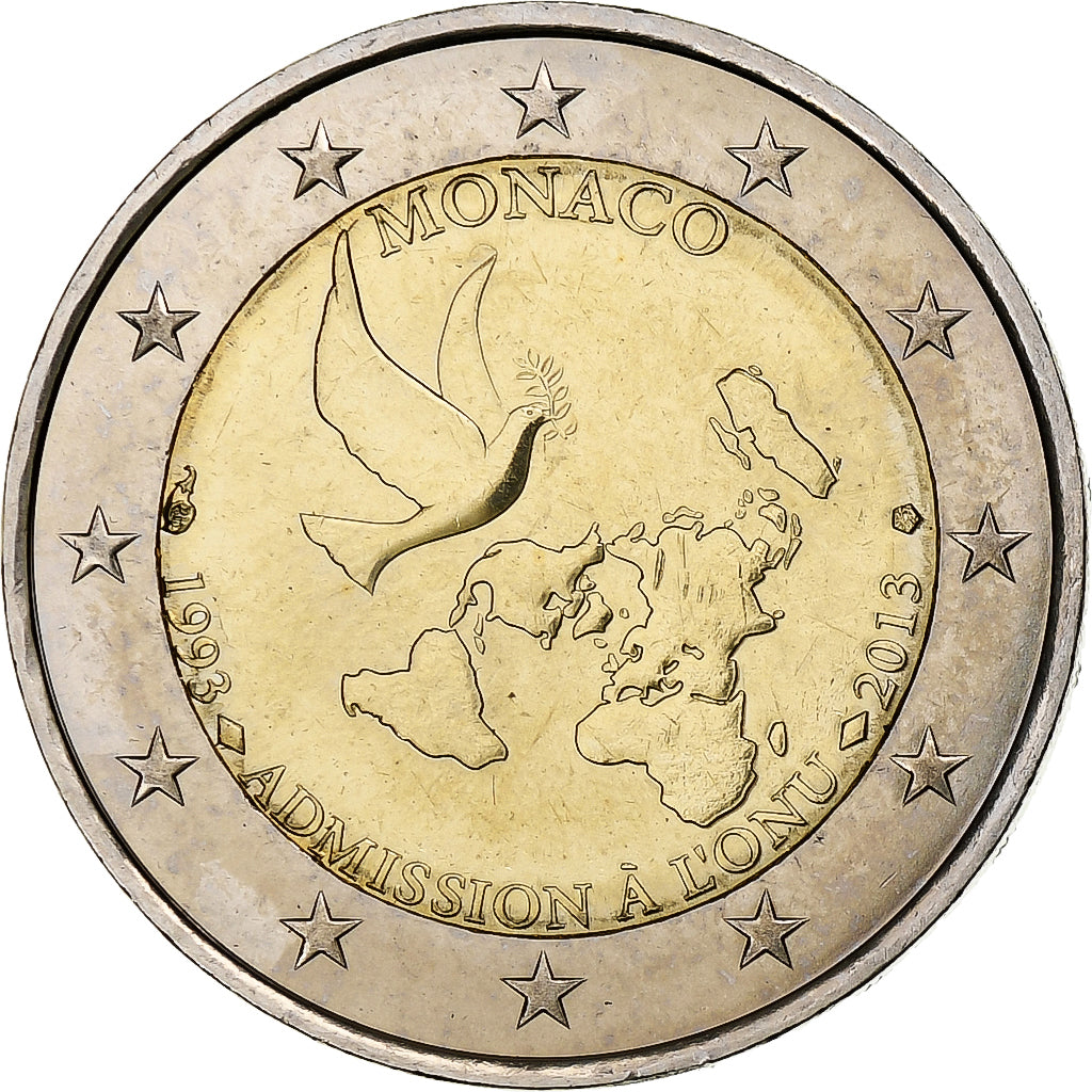 Mónaco, 2 Euro, Admission à l'ONU, 2013, SC, Bimetálico