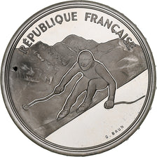 Coin, France, Alpine skiing, 100 Francs, 1989, Albertville 92, MS(63), Silver