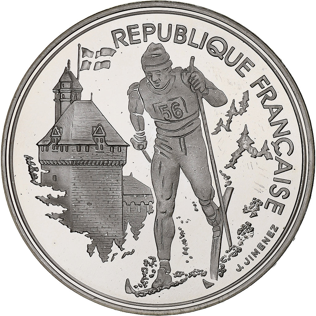 Moneta, Francja, Albertville 1992 - ski de fond, 100 Francs, 1991, MS(65-70)