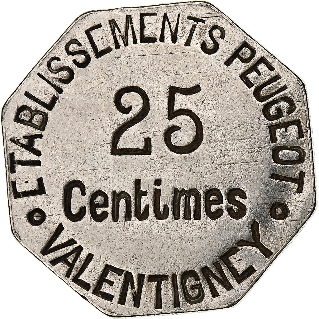 Moneda, Francia, Etablissements Peugeot, Valentigney, Valentigney, 25 Centimes