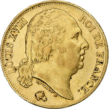 Coin, France, Louis XVIII, 20 Francs, 1817, Paris, AU(50-53), Gold, KM:712.1