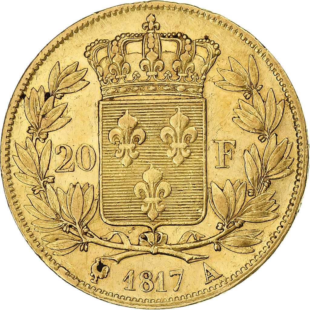 Coin, France, Louis XVIII, 20 Francs, 1817, Paris, AU(50-53), Gold, KM:712.1