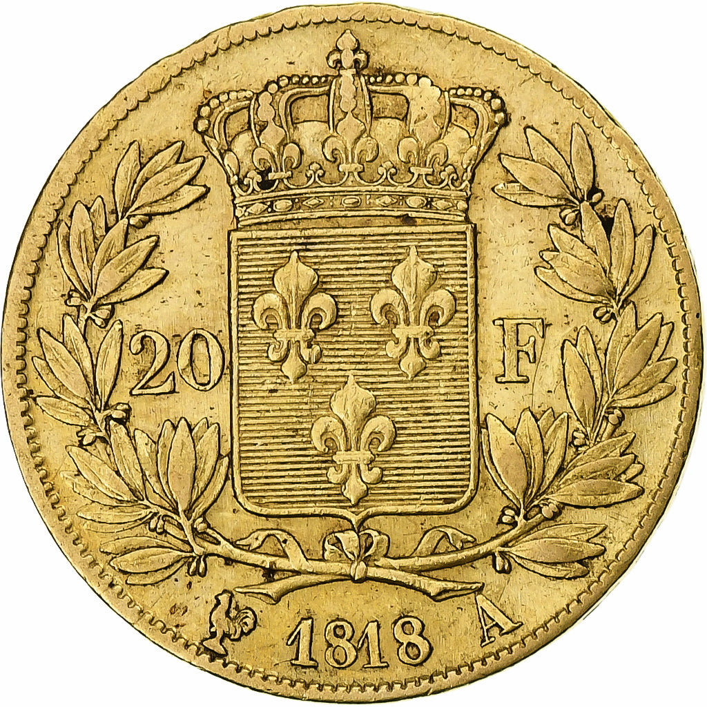 Frankreich, Louis XVIII, 20 Francs, Louis XVIII, 1818, Paris, Gold, SS+