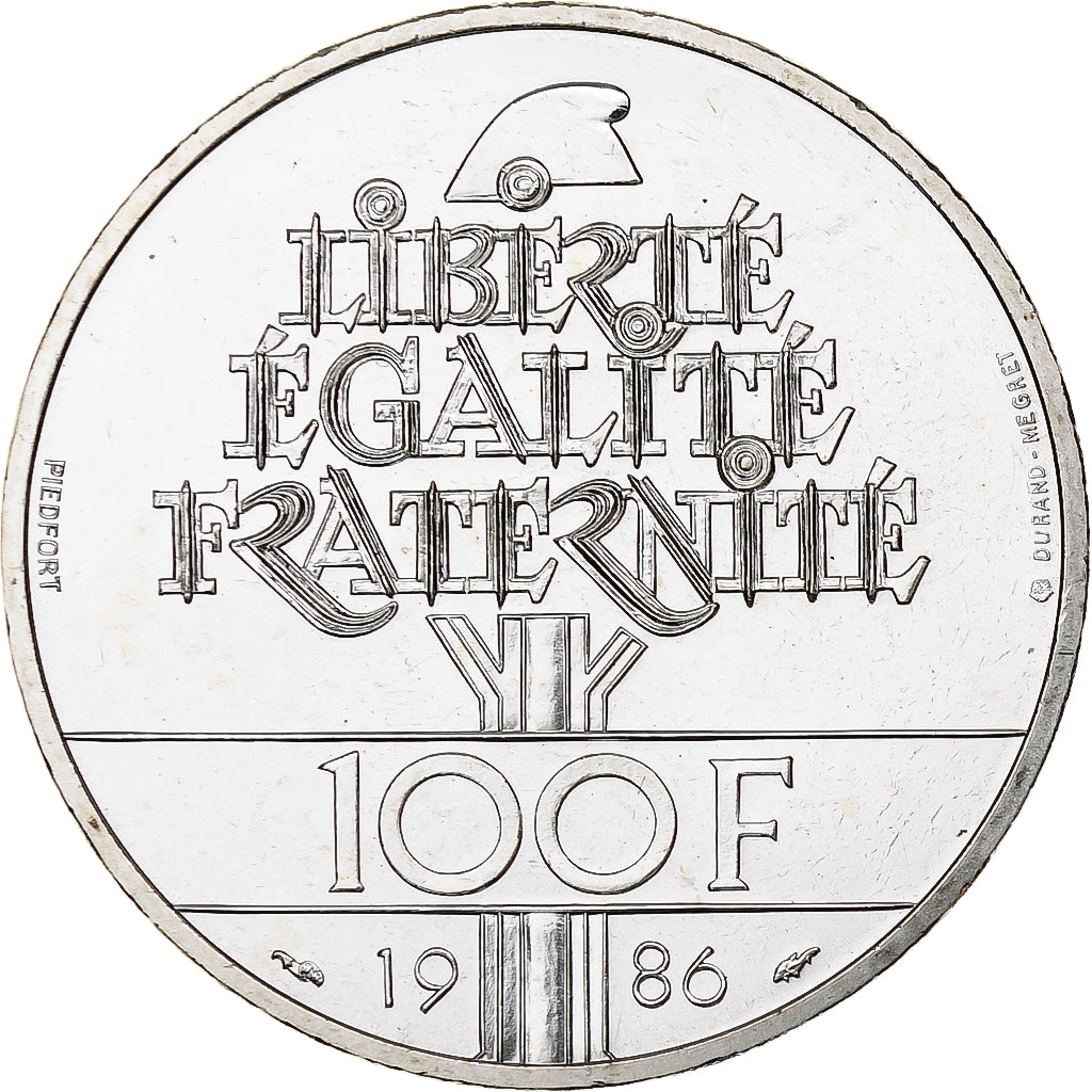 Moeda, França, 100 Francs, 1986, MS(65-70), Prata, KM:P972, Gadoury:901p