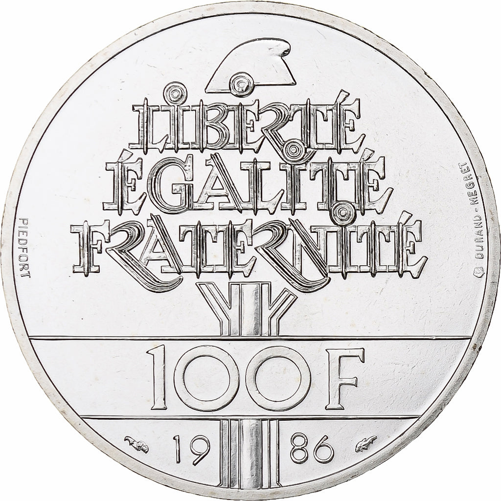 Moeda, França, 100 Francs, 1986, MS(65-70), Prata, KM:P972, Gadoury:901p