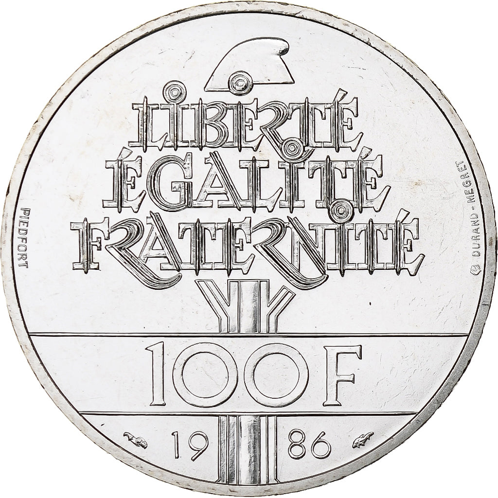 Moeda, França, 100 Francs, 1986, MS(65-70), Prata, KM:P972, Gadoury:901p
