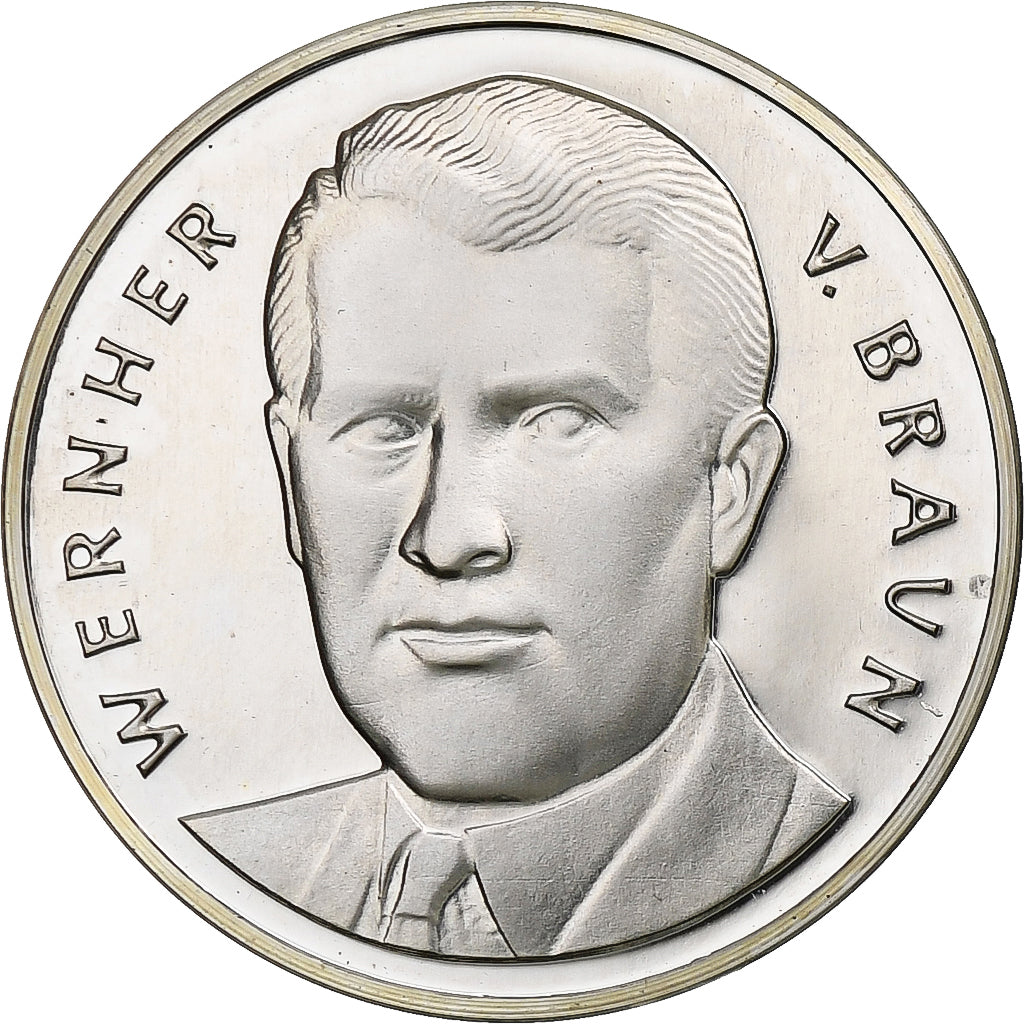 Deutschland, Medaille, WERNHER V. BRAUN, MONDLANDUNG, VZ+, Silber