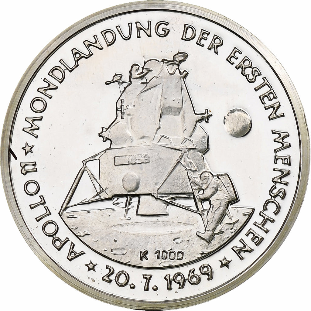Deutschland, Medaille, WERNHER V. BRAUN, MONDLANDUNG, VZ+, Silber