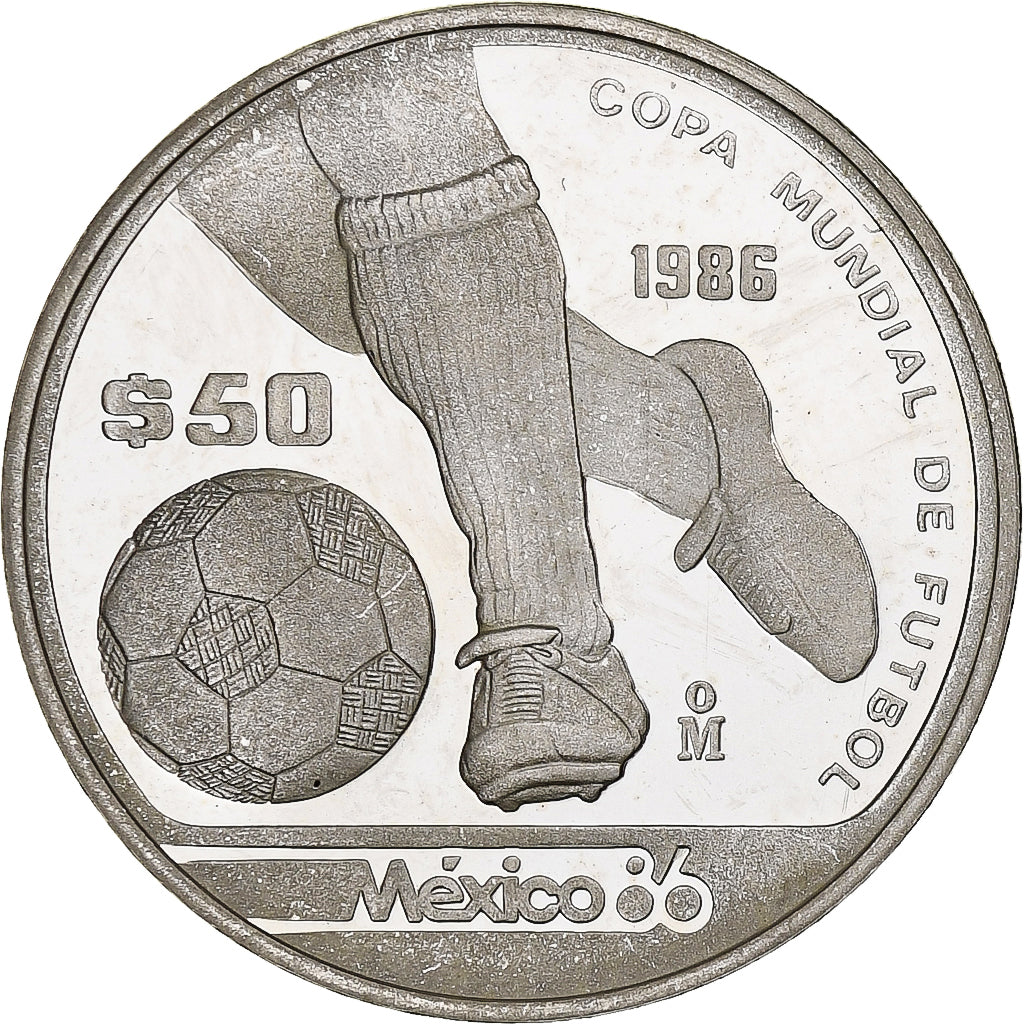 Moneda, México, 50 Pesos, 1986, Mexico City, 1986 World Cup Soccer Games, EBC+