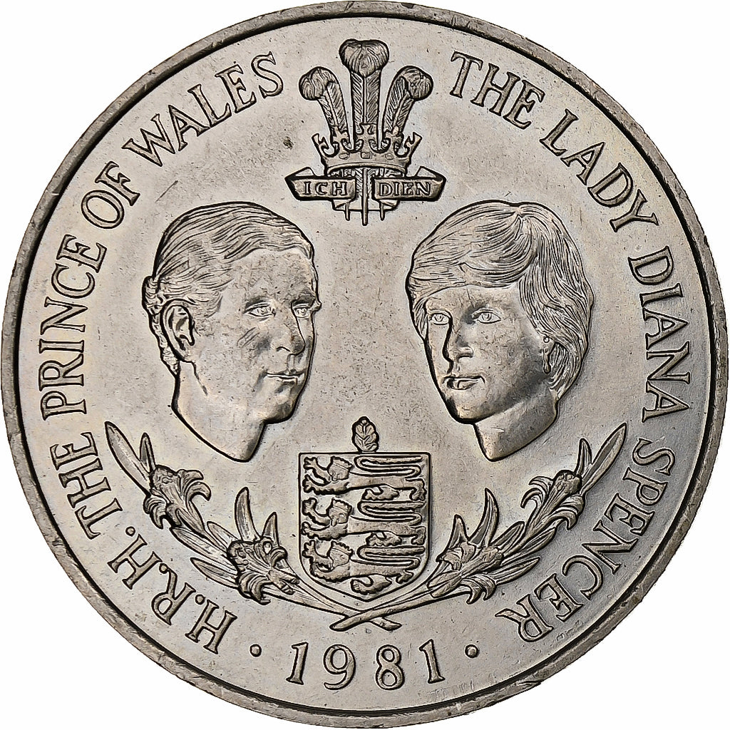 Coin, Guernsey, Elizabeth II, 25 Pence, 1981, Heaton, MS(60-62), Copper-nickel