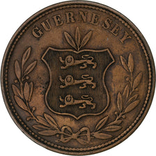 Coin, Guernsey, 8 Doubles, 1864, Heaton, Birmingham, EF(40-45), Bronze, KM:7
