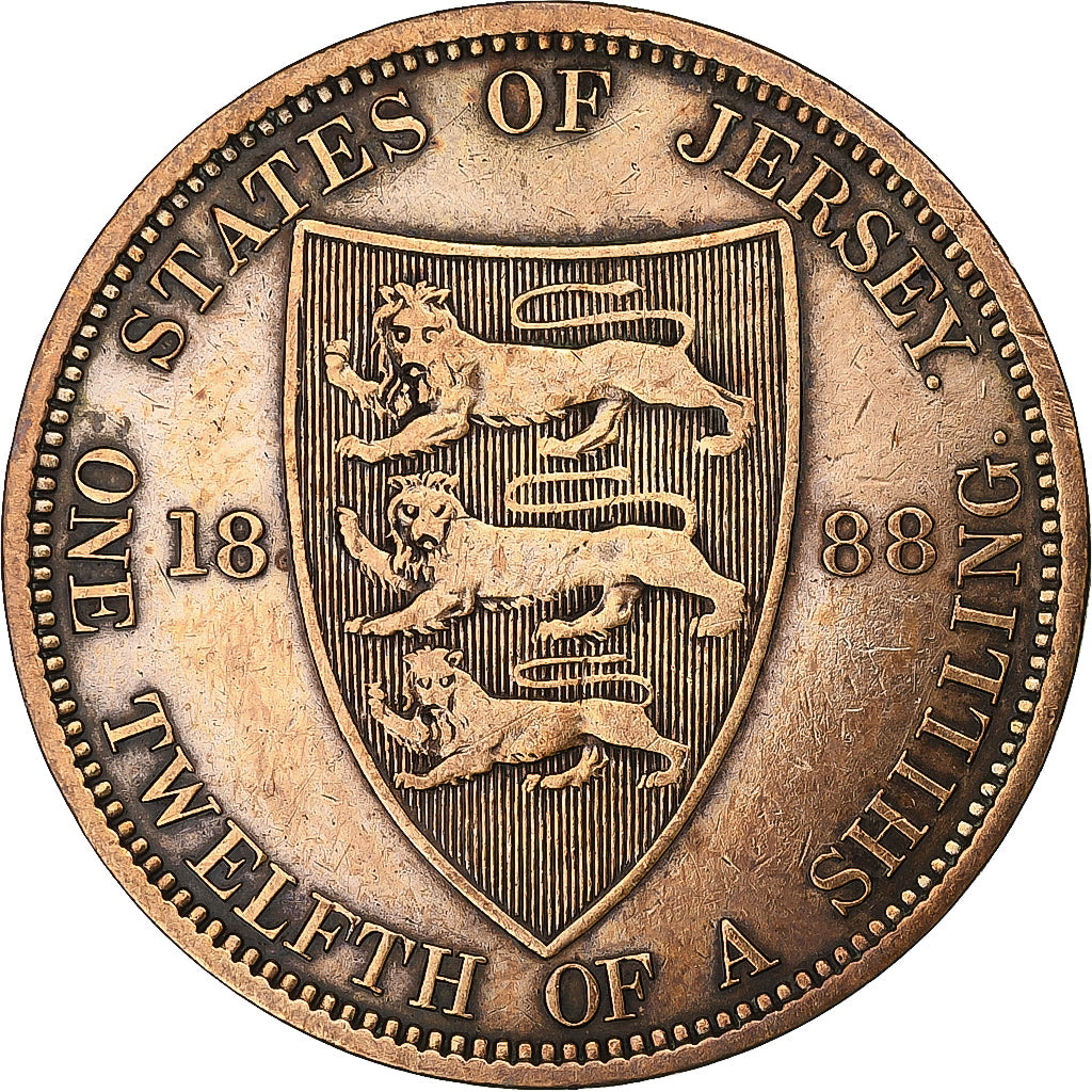 Moneta, Jersey, Victoria, 1/12 Shilling, 1888, MB+, Bronzo, KM:8