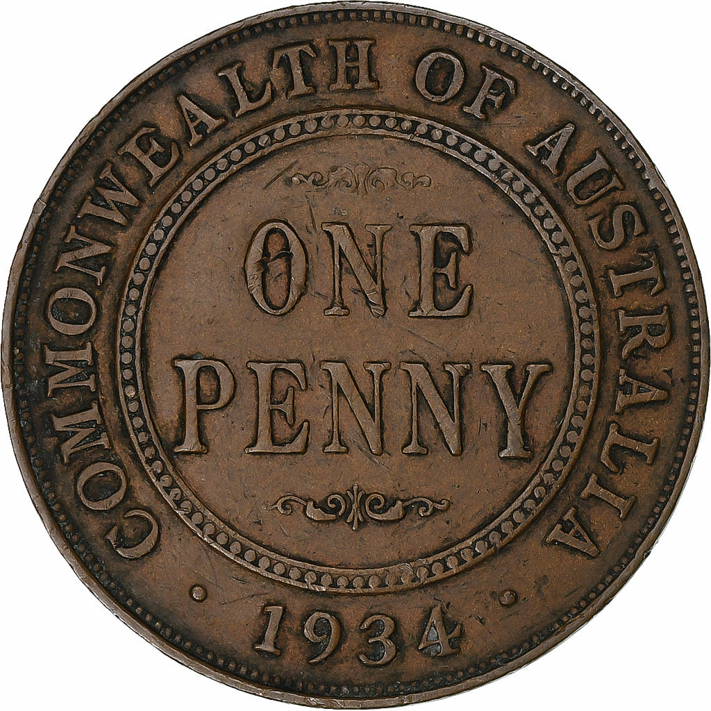 Coin, Australia, George V, Penny, 1934, Melbourne, EF(40-45), Bronze, KM:23