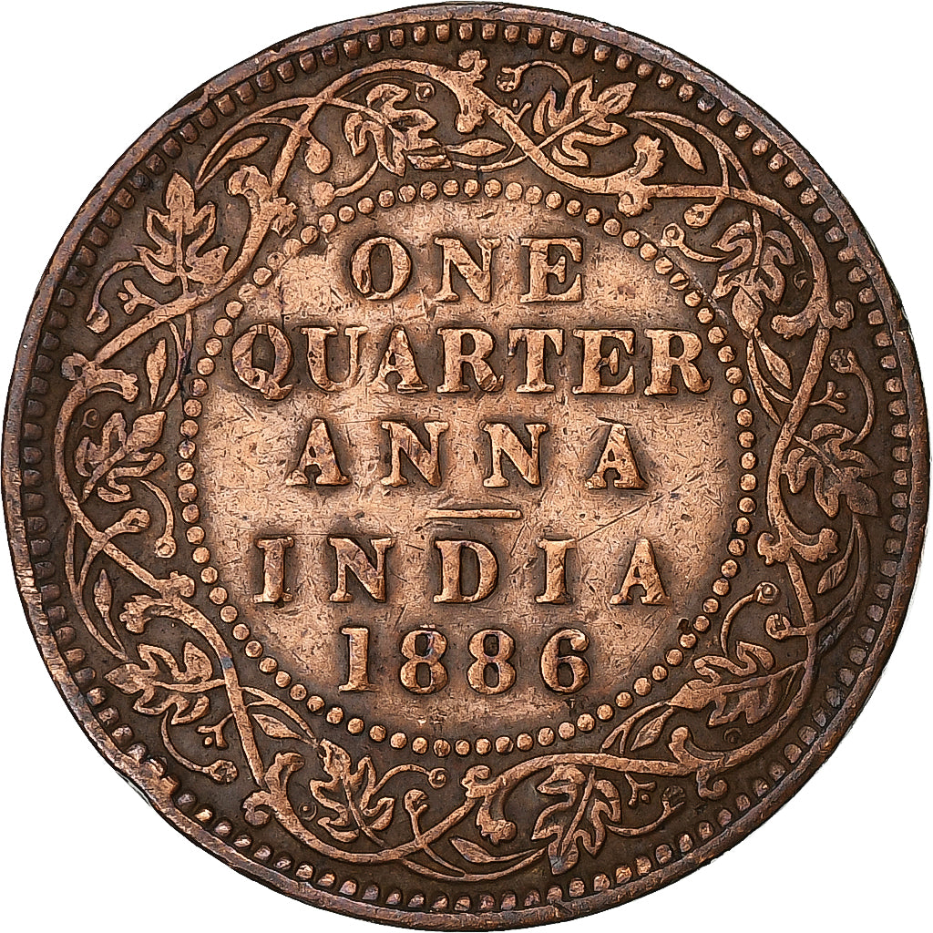 Moneta, INDIA - BRITANNICA, Victoria, 1/4 Anna, 1886, MB, Rame, KM:486