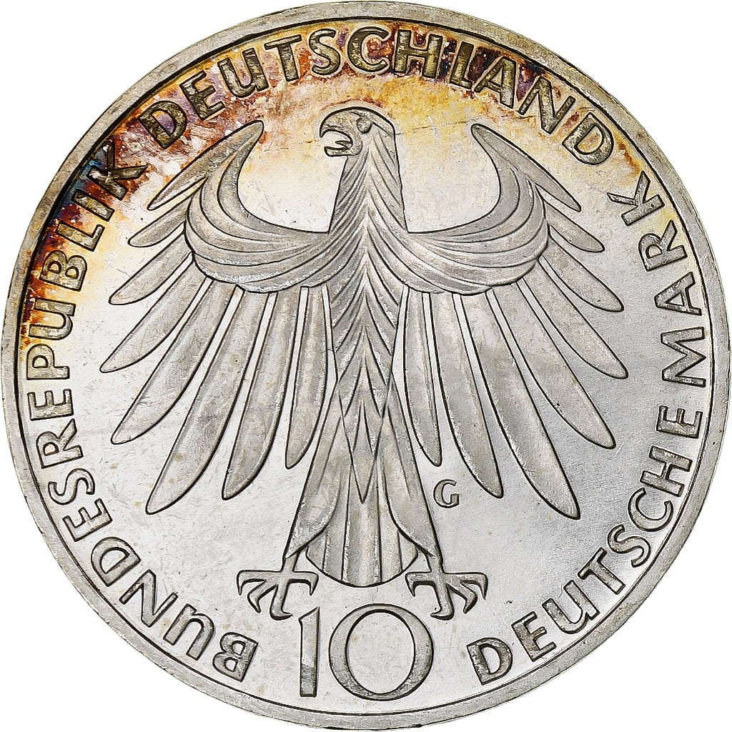 Coin, GERMANY - FEDERAL REPUBLIC, 10 Mark, 1972, Karlsruhe, MS(63), Silver