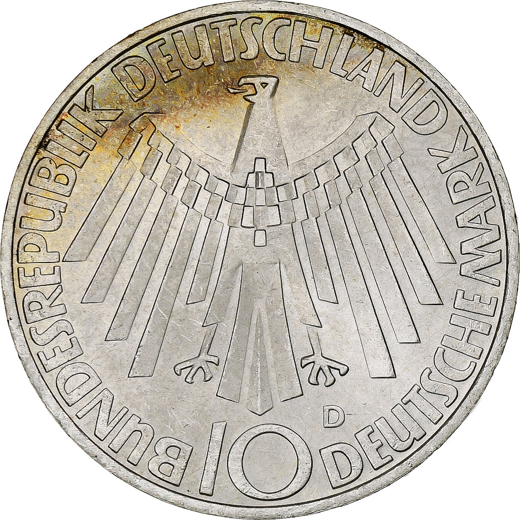 Coin, GERMANY - FEDERAL REPUBLIC, 10 Mark, 1972, Munich, MS(63), Silver, KM:130