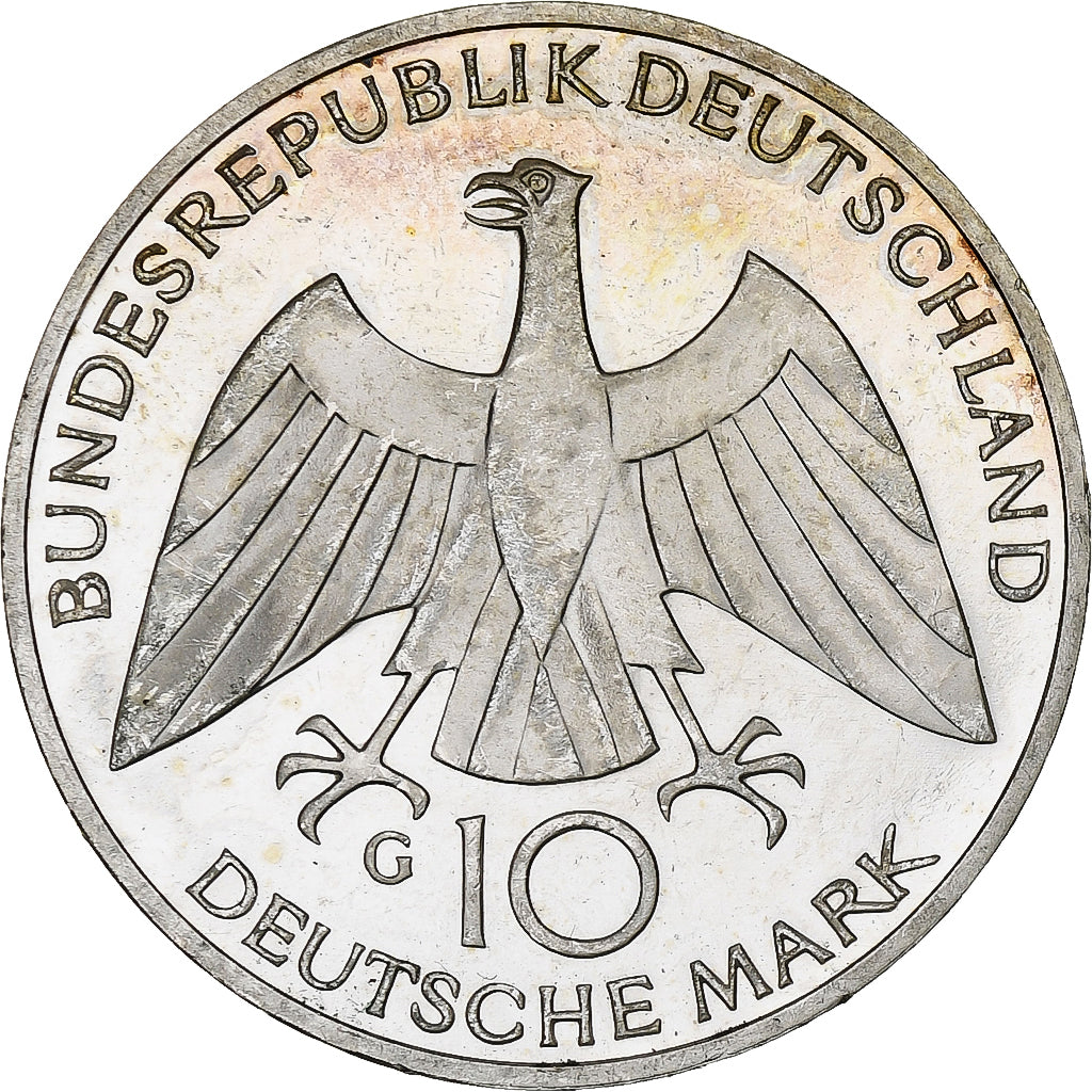Coin, GERMANY - FEDERAL REPUBLIC, 10 Mark, 1972, Karlsruhe, AU(55-58), Silver
