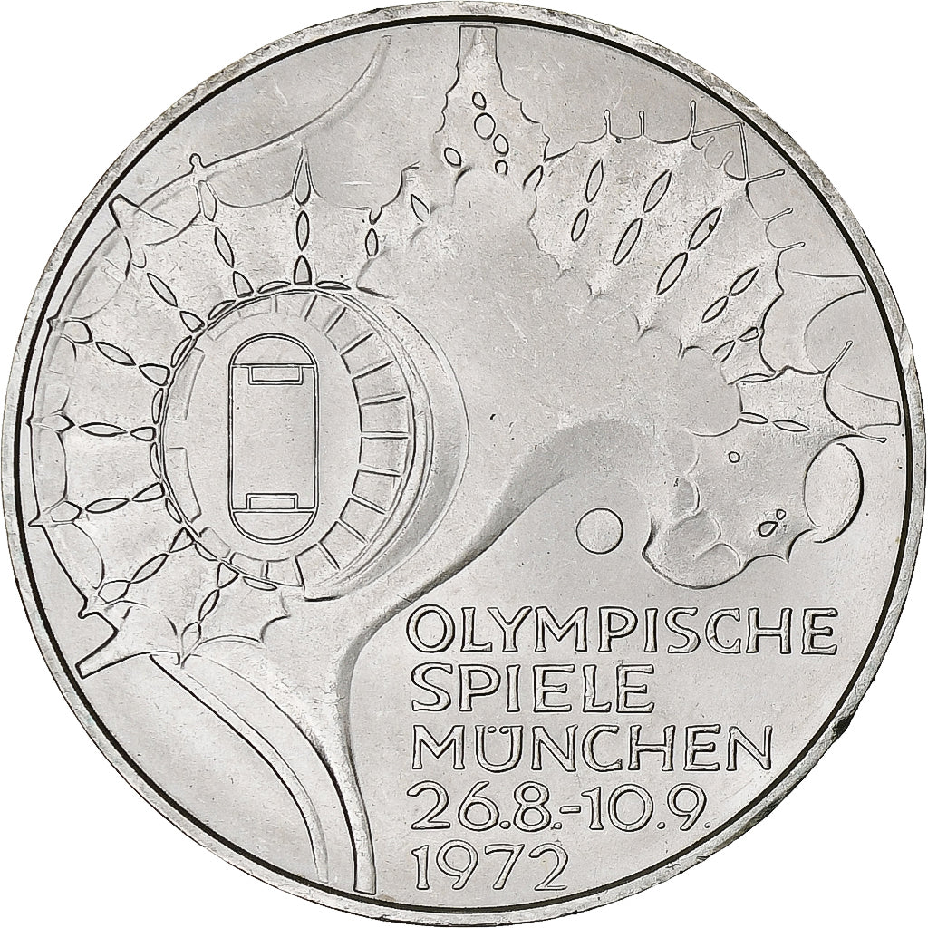 Moneta, GERMANIA - REPUBBLICA FEDERALE, 10 Mark, 1972, Hamburg, SPL, Argento