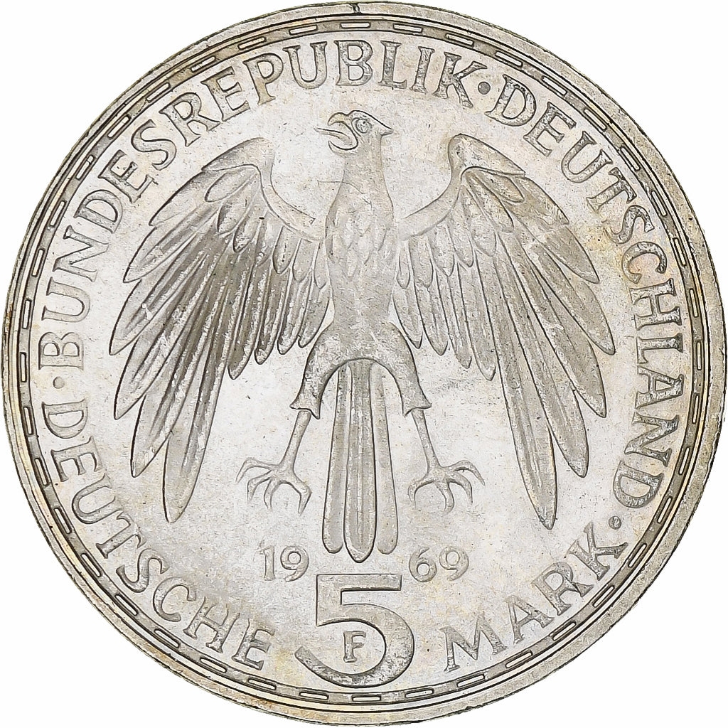 Coin, GERMANY - FEDERAL REPUBLIC, 5 Mark, 1969, Stuttgart, Germany, MS(63)