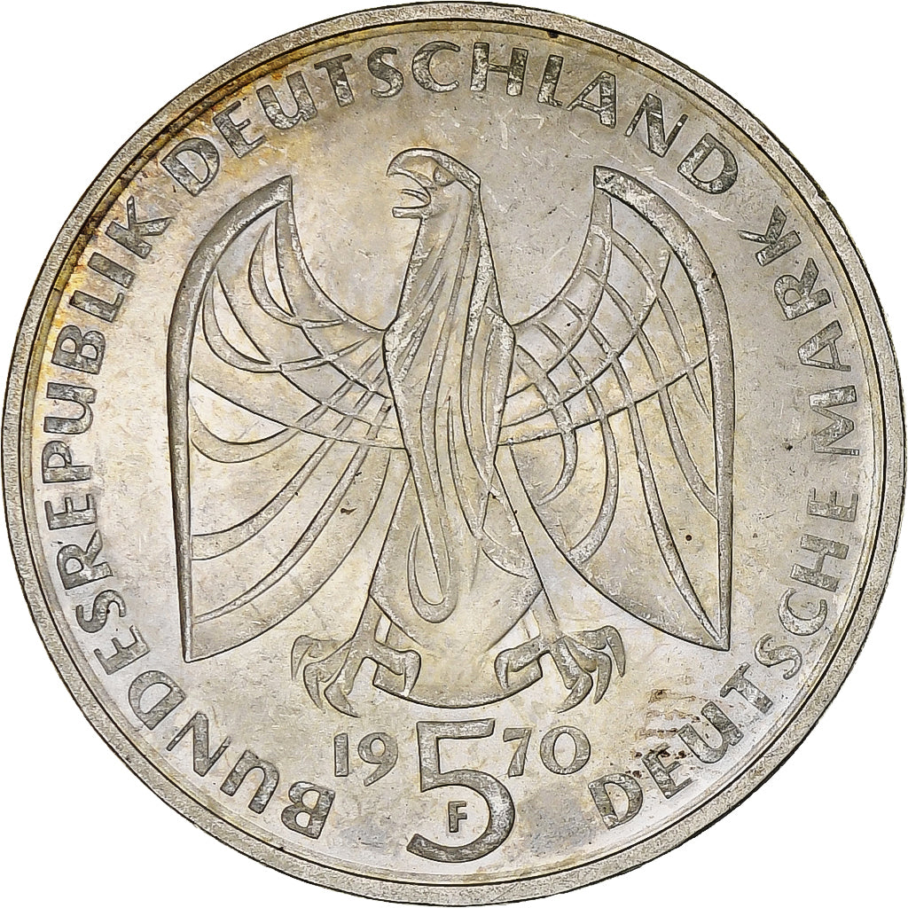 Coin, GERMANY - FEDERAL REPUBLIC, 5 Mark, 1970, Stuttgart, Germany, MS(60-62)