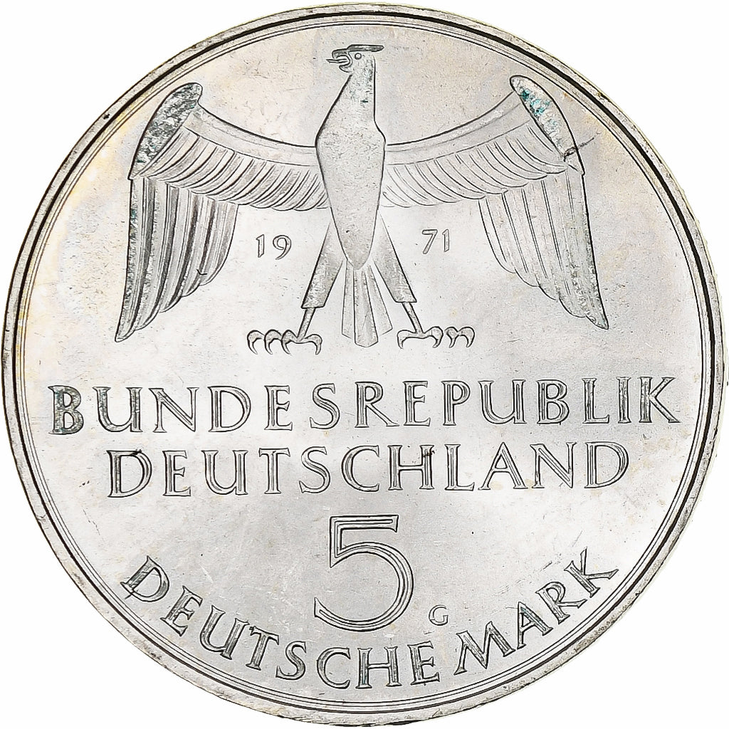Coin, GERMANY - FEDERAL REPUBLIC, 5 Mark, 1971, Karlsruhe, Germany, AU(55-58)