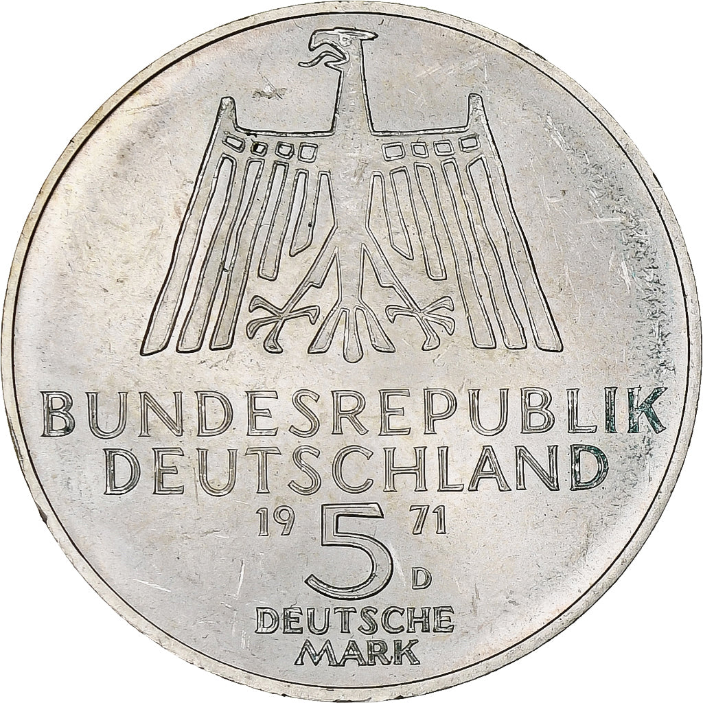 Coin, GERMANY - FEDERAL REPUBLIC, 5 Mark, 1971, Munich, Germany, AU(55-58)