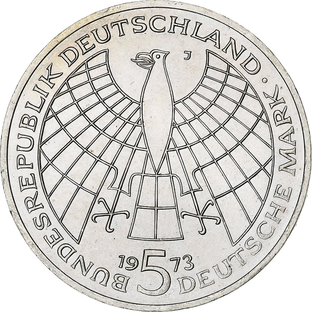 Moneda, ALEMANIA - REPÚBLICA FEDERAL, 5 Mark, 1973, Hamburg, Germany, EBC+
