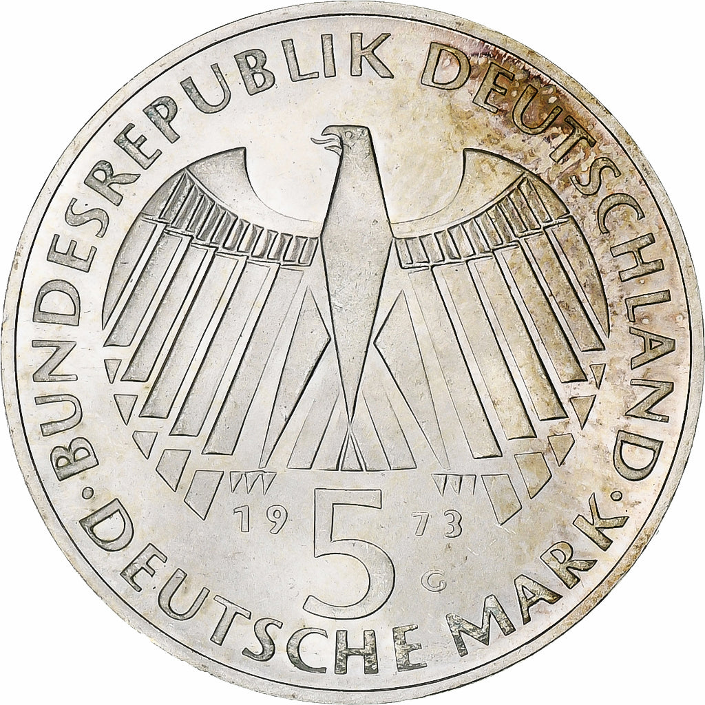Coin, GERMANY - FEDERAL REPUBLIC, 5 Mark, 1973, Karlsruhe, Germany, MS(60-62)