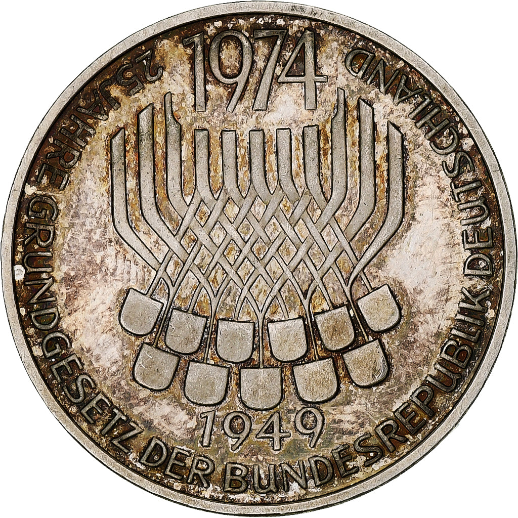 Coin, GERMANY - FEDERAL REPUBLIC, 5 Mark, 1974, Stuttgart, Germany, AU(55-58)