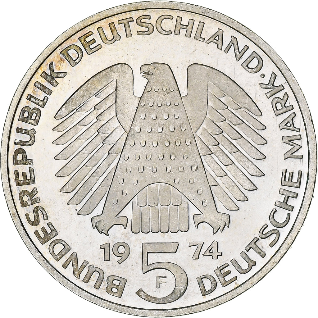 Coin, GERMANY - FEDERAL REPUBLIC, 5 Mark, 1974, Stuttgart, Germany, MS(60-62)