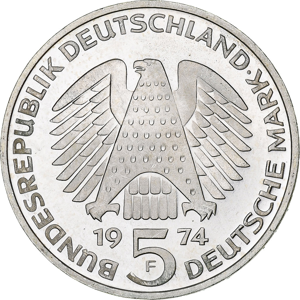 Coin, GERMANY - FEDERAL REPUBLIC, 5 Mark, 1974, Stuttgart, Germany, MS(60-62)