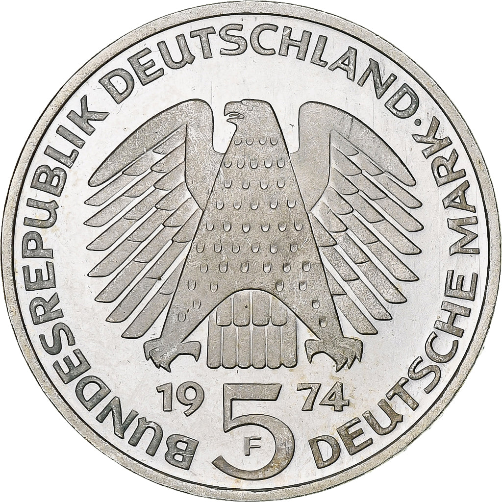 Coin, GERMANY - FEDERAL REPUBLIC, 5 Mark, 1974, Stuttgart, Germany, MS(63)