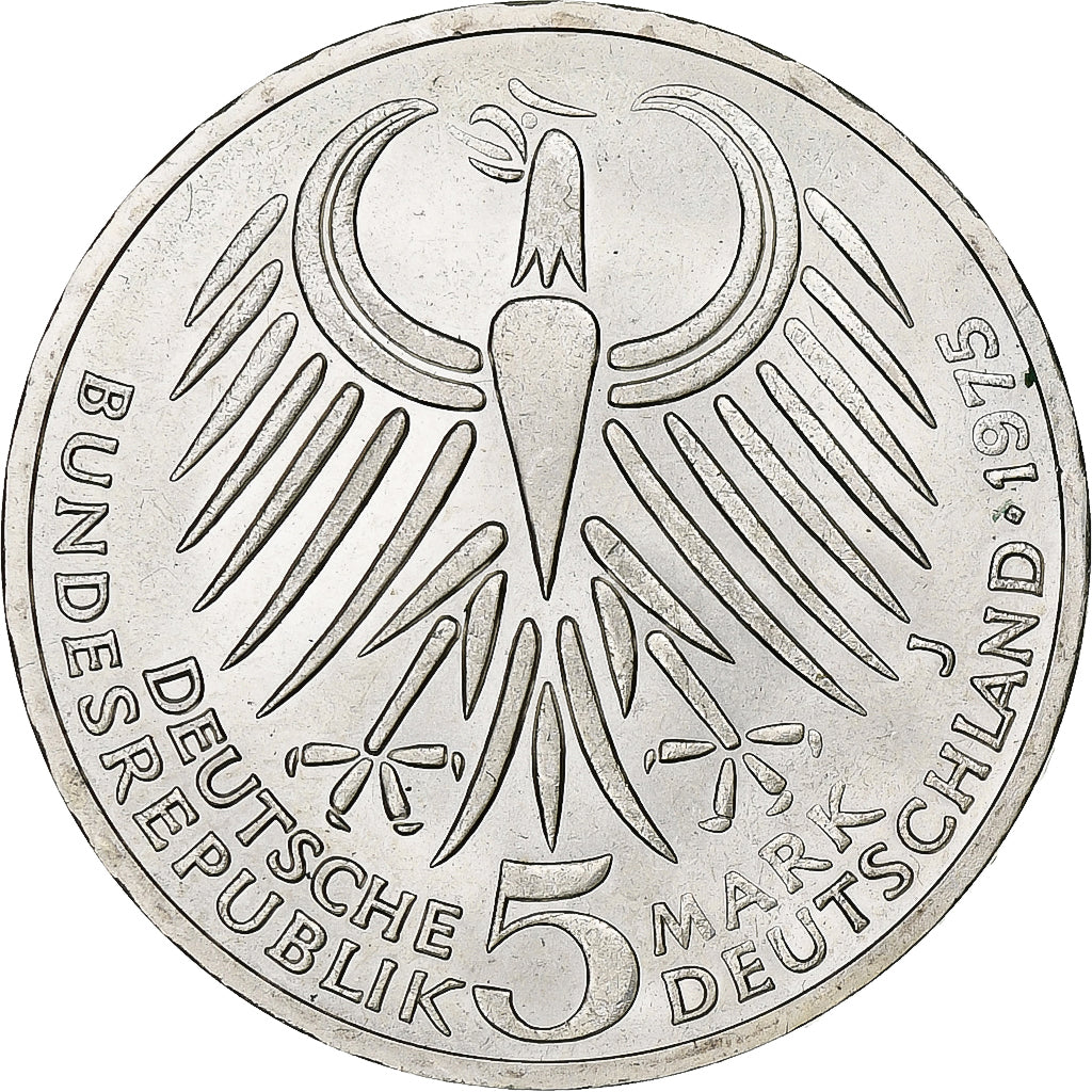 Moneta, GERMANIA - REPUBBLICA FEDERALE, 5 Mark, 1975, Hamburg, Germany, SPL