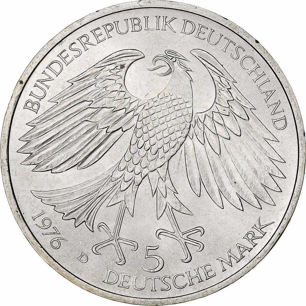 Coin, GERMANY - FEDERAL REPUBLIC, 5 Mark, 1976, Munich, Germany, MS(63), Silver