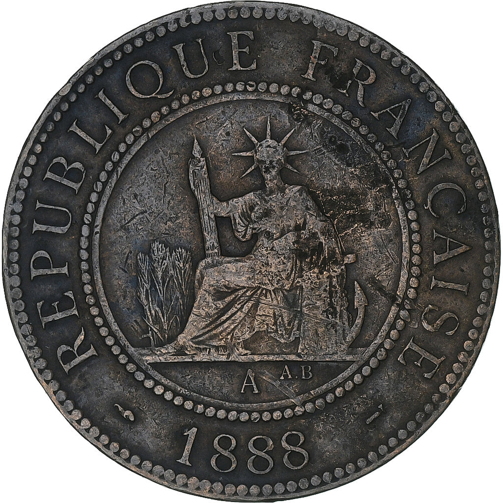 Coin, FRENCH INDO-CHINA, Cent, 1888, Paris, VF(20-25), Bronze, KM:1