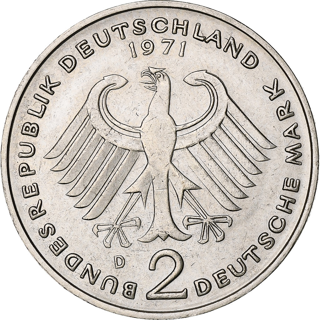 Coin, GERMANY - FEDERAL REPUBLIC, 2 Mark, 1971, Munich, MS(60-62), Copper-Nickel