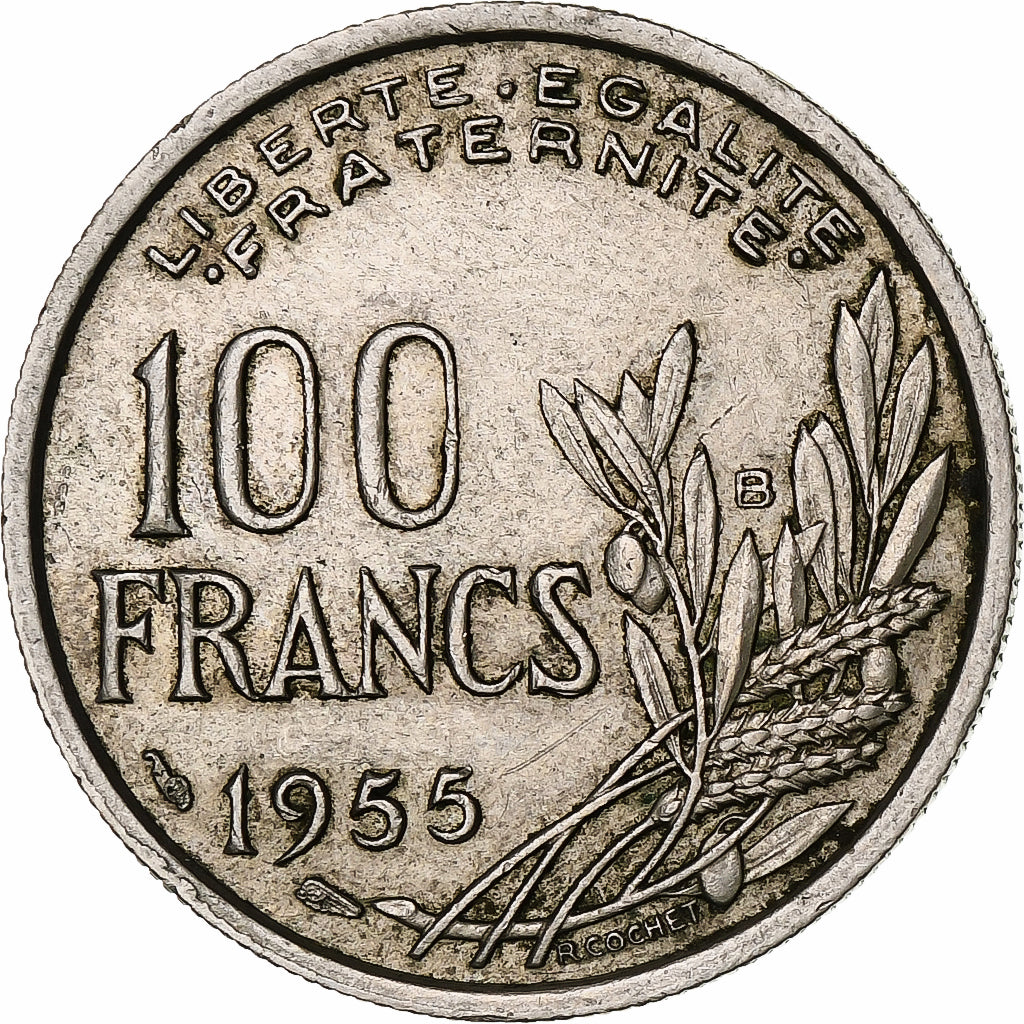 Munten, Frankrijk, Cochet, 100 Francs, 1955, Beaumont - Le Roger, ZF+