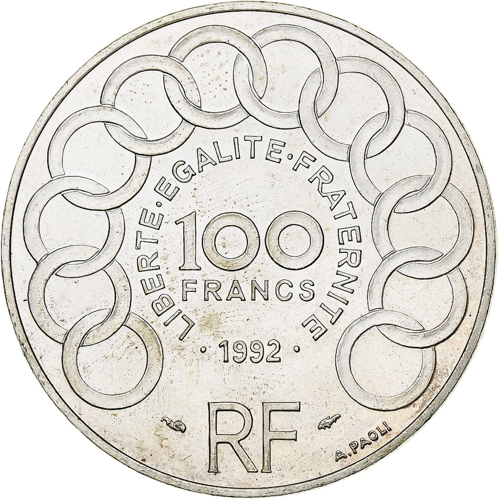 Münze, Frankreich, Jean Monnet, 100 Francs, 1992, Paris, VZ+, Silber, KM:1120