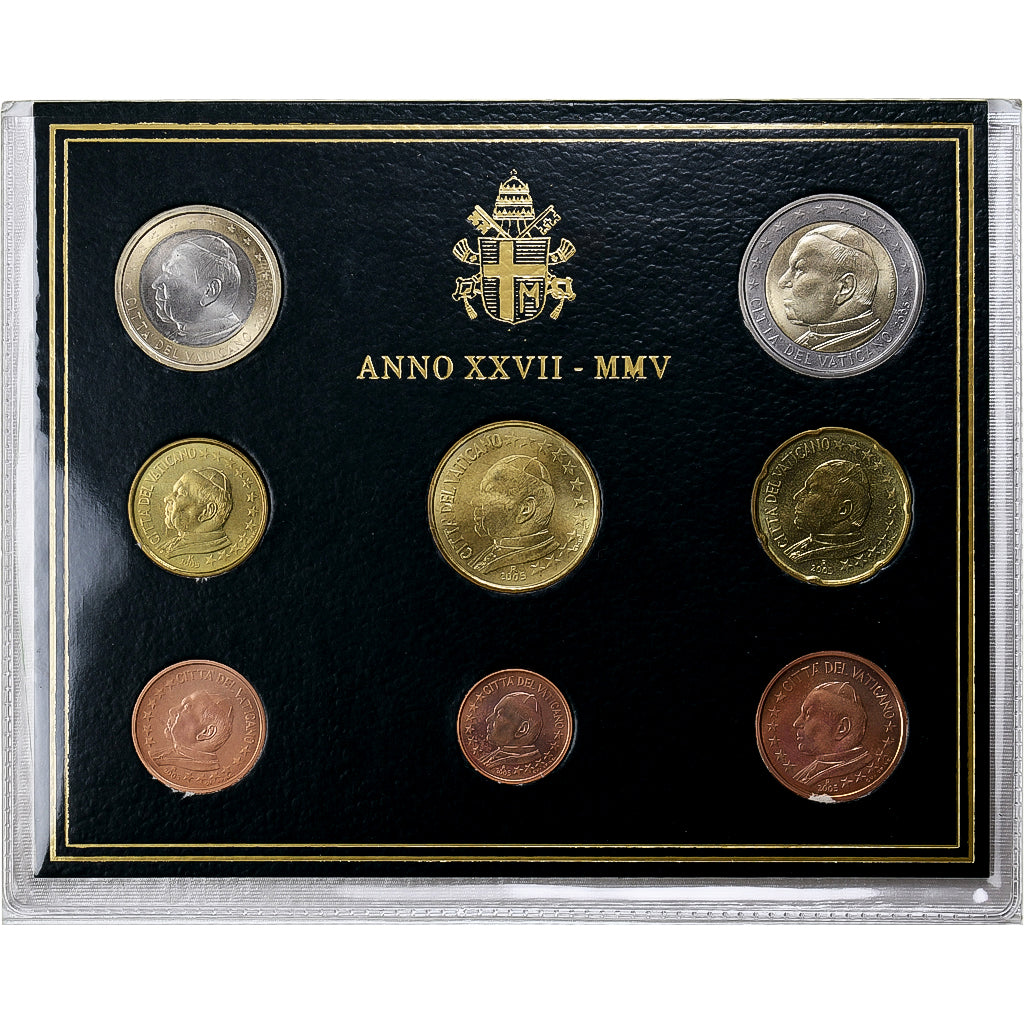 Vaticaan, 1 Cent to 2 Euro, 2005, FDC, FDC, Bi-Metallic